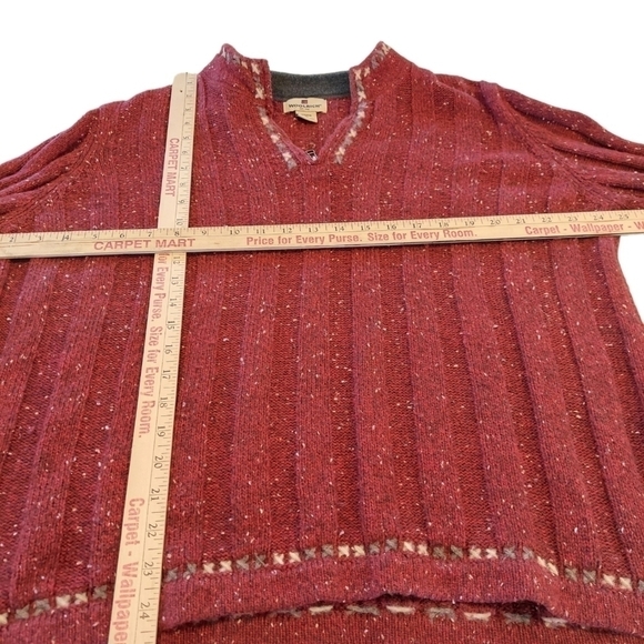 Woolrich Ruby Heather Tweed Wool Blend 1/4 Zip Ribbed Knit Sweater  X-Large XL - Picture 6 of 11